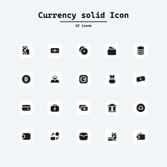 Simple Set of Currency Vector Icons. Contains such Icons as Wallet, ATM, Bundle of Money, Hand with a Coin and more. Collection ui icons with squircle shape. Web Page, Mobile App, UI, UX design.