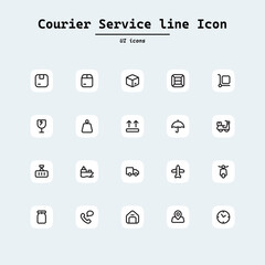 set of curier vector icons. Thin linear curier service isolated on white background. collection ui icons with squircle shape. Web Page, Mobile App, UI, UX design.