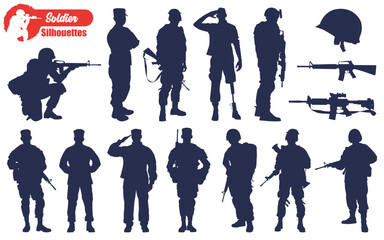 Soldier or Army Silhouettes Vector Illustration