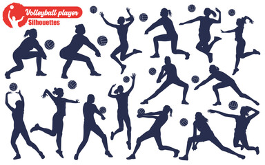 Female volleyball Player Silhouettes Vector Illustration