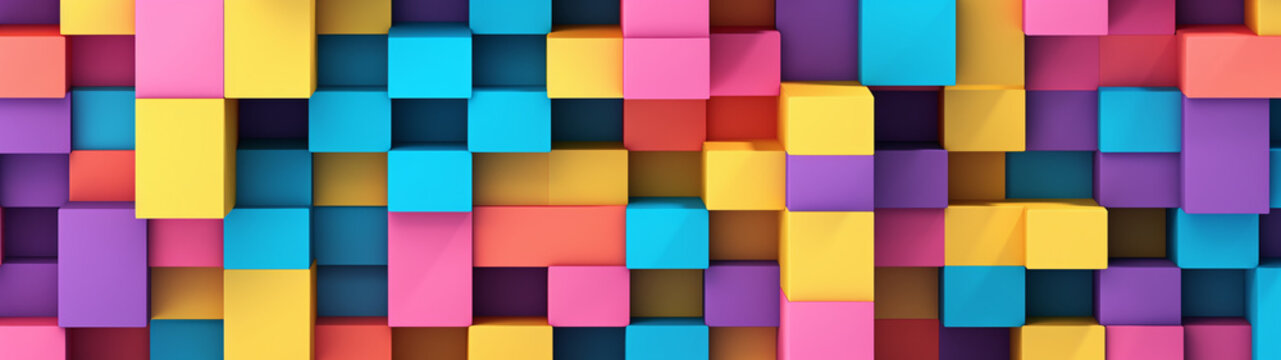 This Image Has Different Colors And Shapes Of Cubes