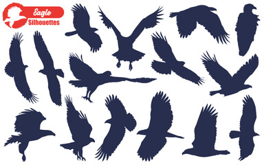 Black Flying Eagle Silhouettes Vector Illustration