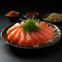 fresh salmon sashimi - obrazy, fototapety, plakaty