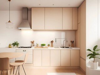 Minimalist Kitchen Delight, Beige and Wood Design Inspiration Unveiled