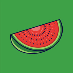Watermelon Fruit Cartoon Vector Icon Illustration. Food Fruit Icon Concept Isolated Premium Vector. Flat Cartoon Style Suitable for Web Landing Page, Banner, Sticker, Background