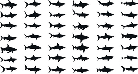 shark silhouettes set illustration