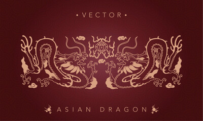Asian dragons symbol on a dark red background