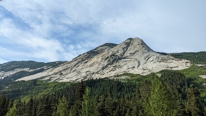 Fototapeta premium Beautiful shot of a huge mountain surrounded by dense forest
