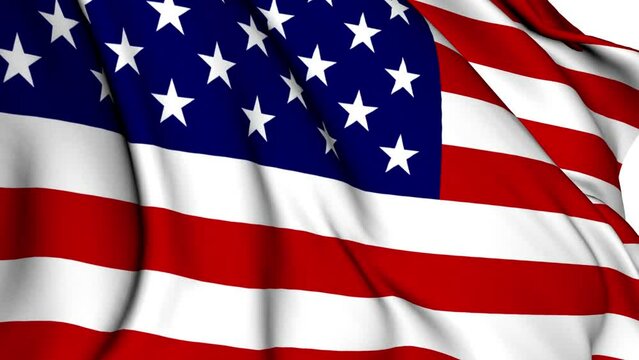 3d rendered animation of a flag of USA fluttering in the wind