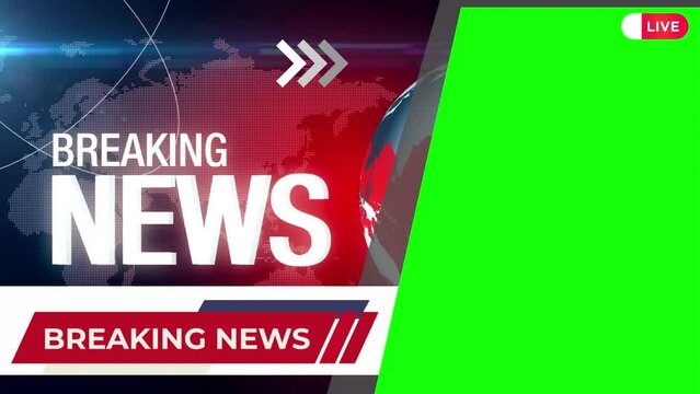 3d rendered animation of a green screen in breaking news