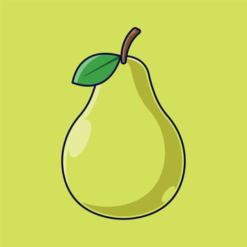Pear Fruit Cartoon Vector Icon Illustration. Food Fruit Icon Concept Isolated Premium Vector. Flat Cartoon Style Suitable for Web Landing Page, Banner, Sticker, Background