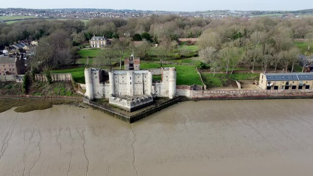Drone view of Upnor Castle in the forest in Chatham, Kent, UK