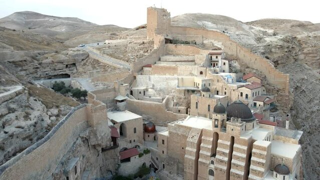 Aerial shot of Mar Saba Monastery