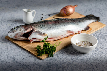 fresh fish on a cutting board