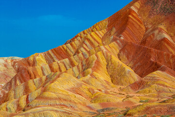 Fototapeta na wymiar The beautiful colorful rock in Zhangye Danxia geopark of China.