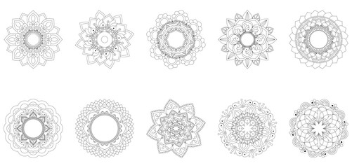 Circular Mandala Coloring page template v17