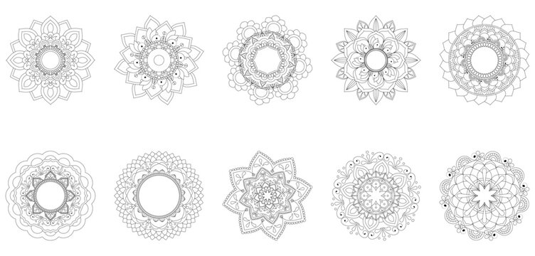 Circular Mandala Coloring page template v17