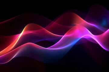 Abstract purple colorful neon light waves traveling at highspeed. Generative AI.