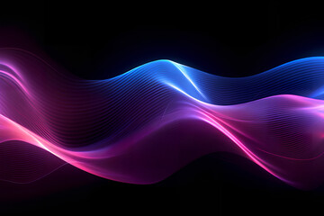 Abstract purple colorful neon light waves traveling at highspeed. Generative AI.