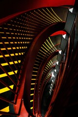 High-angle shot of red and yellow stairs of grand national theatre
