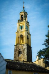 Fascinating Campanile' bell tower in the Welsh town of Portmeirion, North Wales, UK