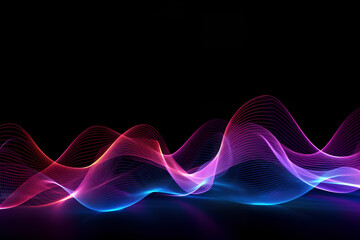 Fototapeta premium Abstract colorful neon light waves traveling at highspeed. Generative AI.