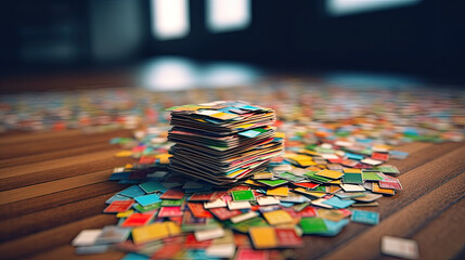 Fototapeta premium Pile of business card on the floor. Generative AI