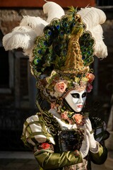 Person wearing a traditional costume, celebrating the Carnival of Venice