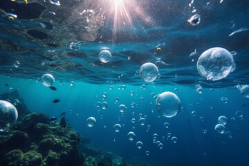 underwater bubbles, water bubbles. Generative AI