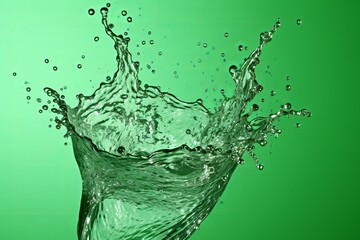 Green water splash on green background. Generative AI
