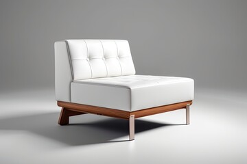 Dynamic Single Sofa with White Synthetic Leather and Wood