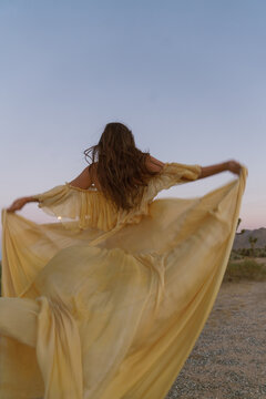 night time photoshoot with flowy maxi dress 