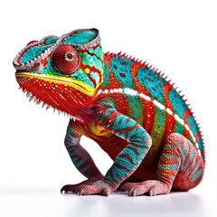 Fototapeta premium Panther Chameleon (Furcifer pardalis) perched, showing vibrant colors