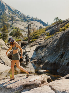 Walking on Rocks at Swimming Hole