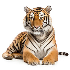Fototapeta na wymiar Bengal Tiger (Panthera tigris tigris) lying down, gazing distance