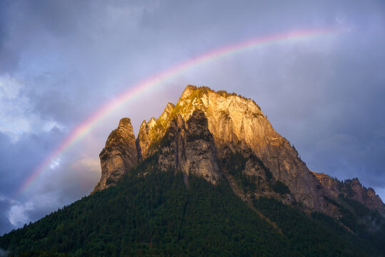 Rainbow over a mountain