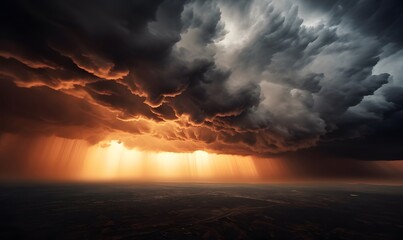 Dynamic weather texture with intriguing sky and powerful storm clouds. Generative AI