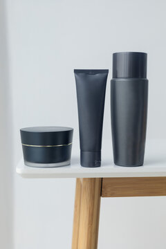 cosmetics in black jars