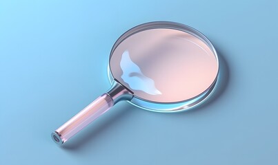 In the manner of futuristic technology, a 3D magnifying glass on a plain background. Generative AI