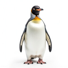 Penguin (Aptenodytes forsteri) standing, looking camera, flippers by side