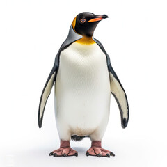 Obraz premium Penguin (Aptenodytes forsteri) standing, looking camera, flippers by side