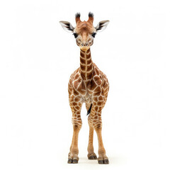 Baby Giraffe (Giraffa camelopardalis) bending neck down, looking camera