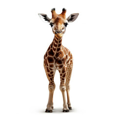 Obraz premium Baby Giraffe (Giraffa camelopardalis) bending neck down, looking camera
