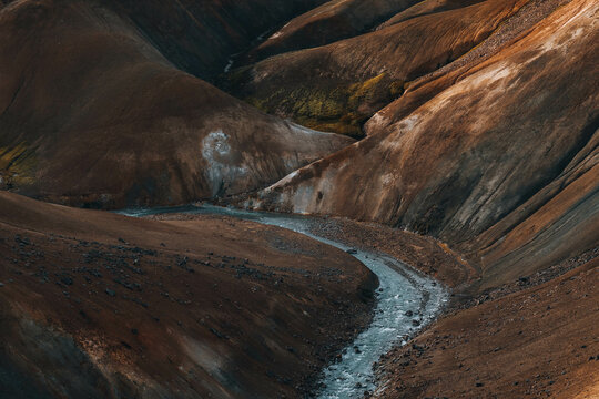 The sulphuric golden brown landscape of Iceland's geothermal area.