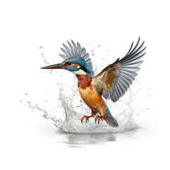 Kingfisher (Alcedo atthis) diving into water, mid-dive