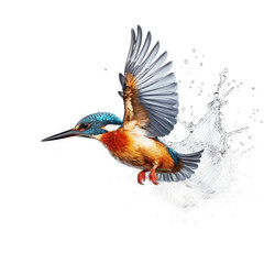 Fototapeta premium Kingfisher (Alcedo atthis) diving into water, mid-dive
