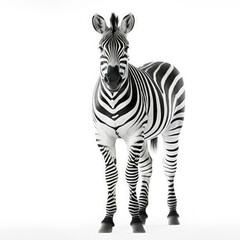 Zebra (Equus quagga) standing, looking camera, distinctive stripes