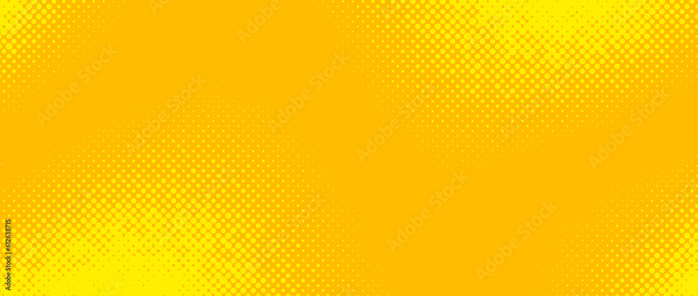Poster yellow halftone background. retro comic grain texture. pixelated dots cartoon wallpaper. pop art fad