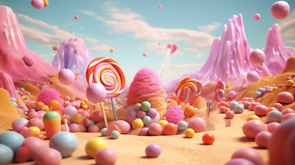 Candy world 3d animation background