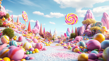 Candy world 3d animation background